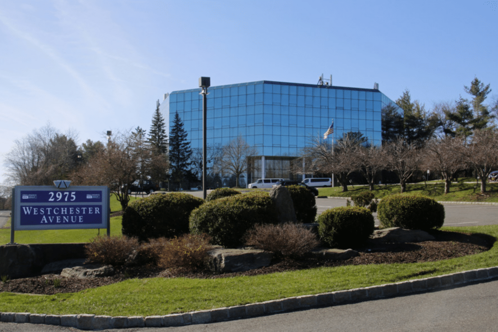 front of office building with landscaping