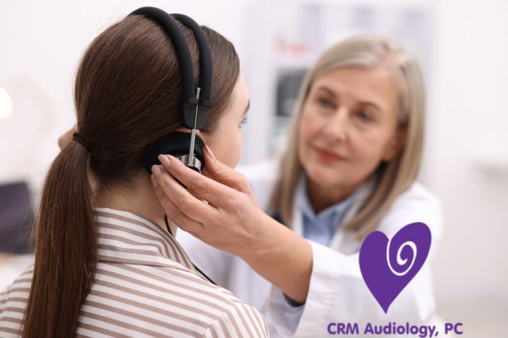 woman taking a hearing test